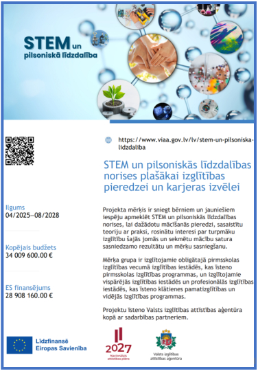 STEM un pilsoniskās līdzdalības norises plašākai izglītības pieredzei un karjeras izvēlei